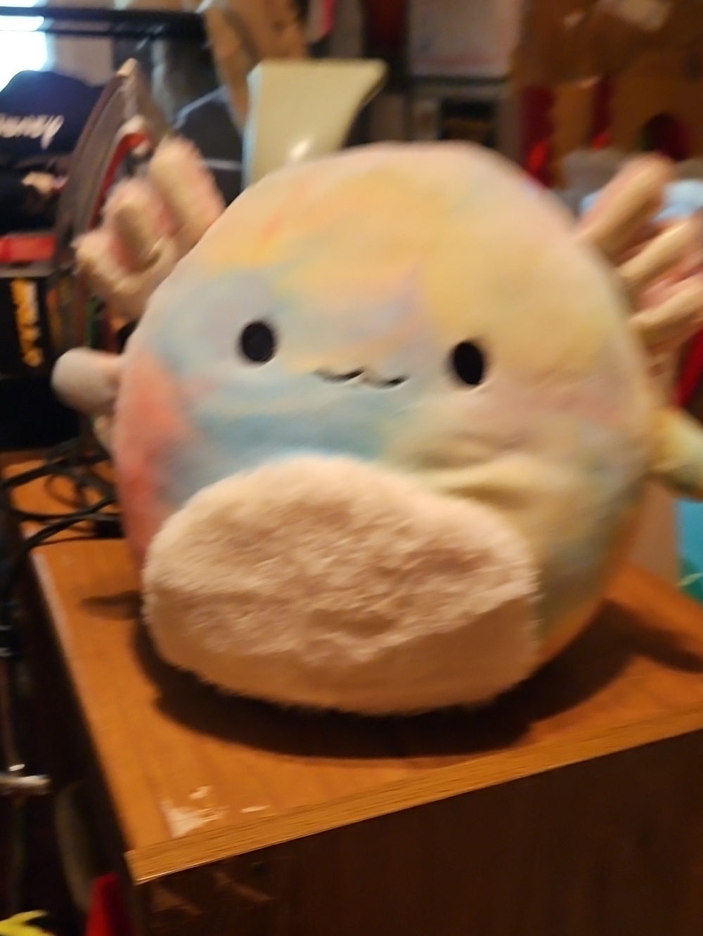 Squishmallows Pastel Rainbow Axolotl Plush - Blue Pink Yellow